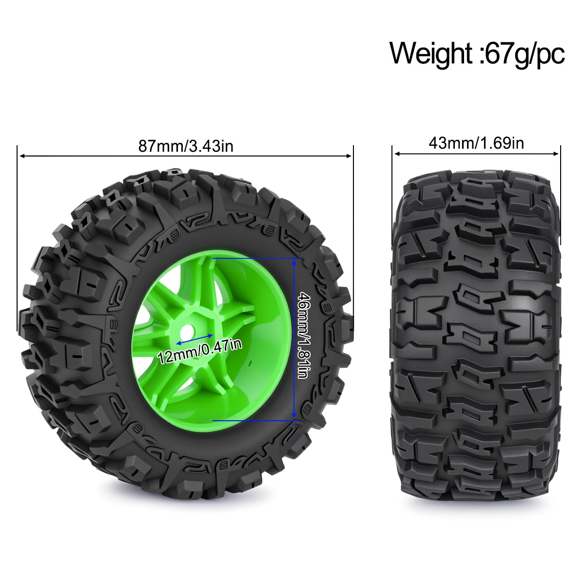 4 szt. gumowych opon 87 mm z 1 – Rc Truck Monster recenzja i cena